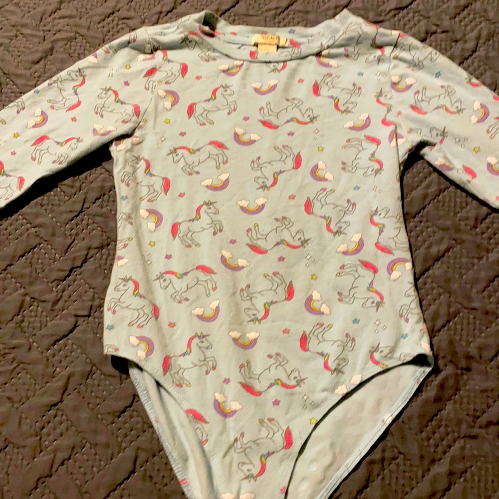 Girls Unicorn/Rainbow Cotton Bodysuit